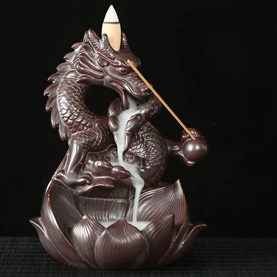 Brûleur d'encens à reflux cascade dragon