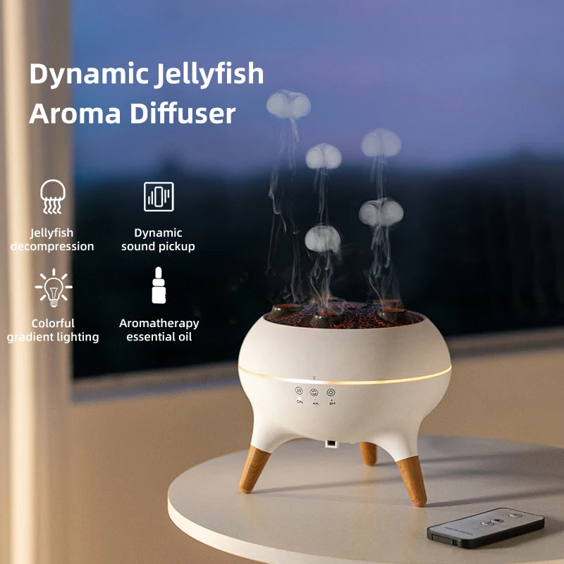 Diffuseur d’huiles essentielles “Méduse dansante” – Aromathérapie, lumière & musique