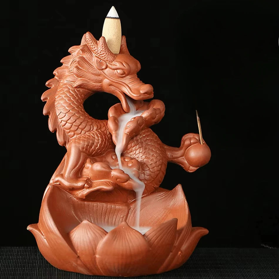 Brûleur d'encens à reflux cascade dragon