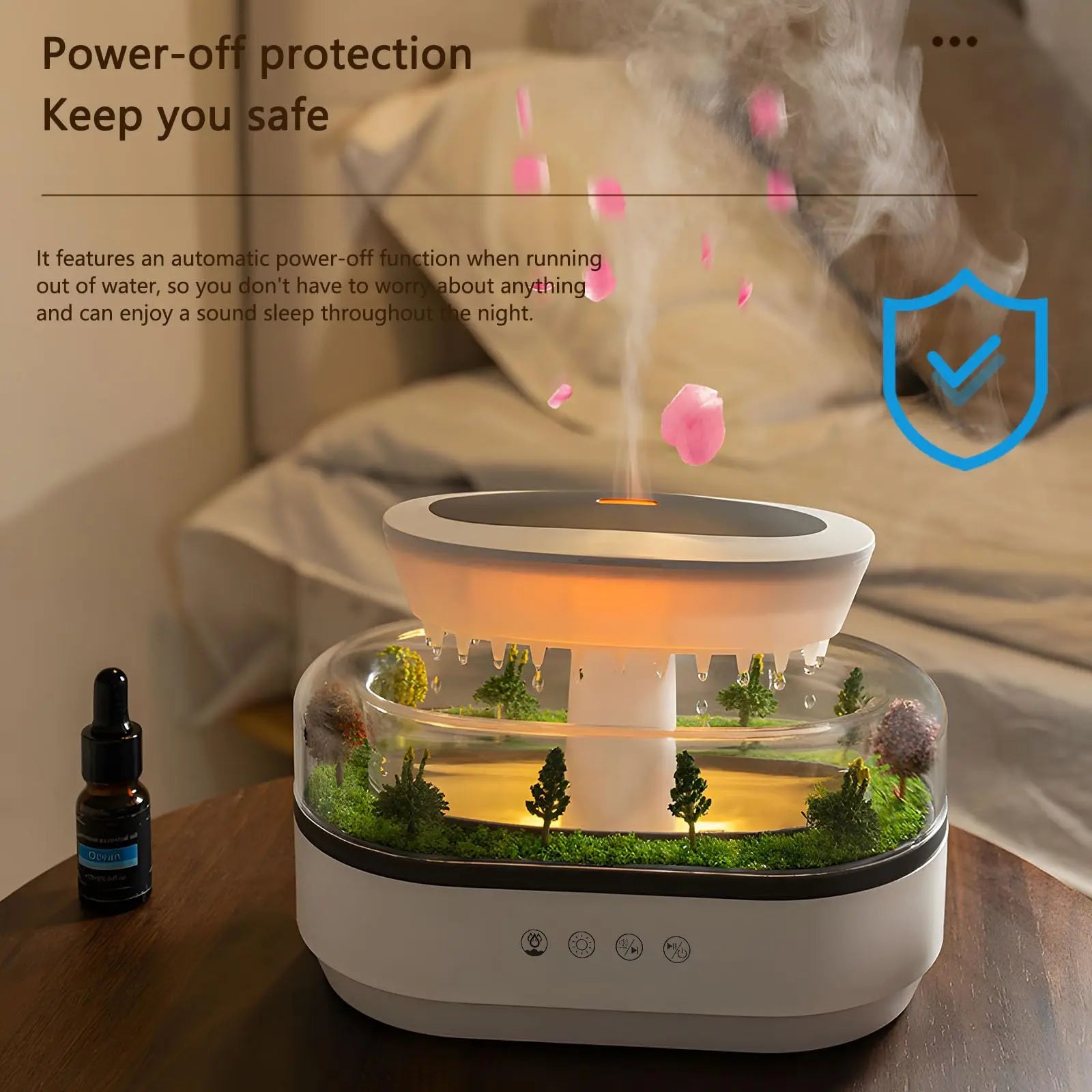 Diffuseur d'huiles essentielles 250ml,  pluie en nuage de bruit blanc  7 couleurs de lumière