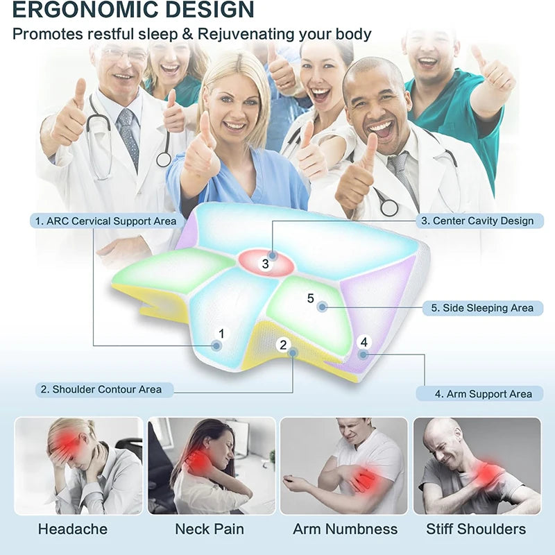 Oreiller cervical ergonomique 2 en 1