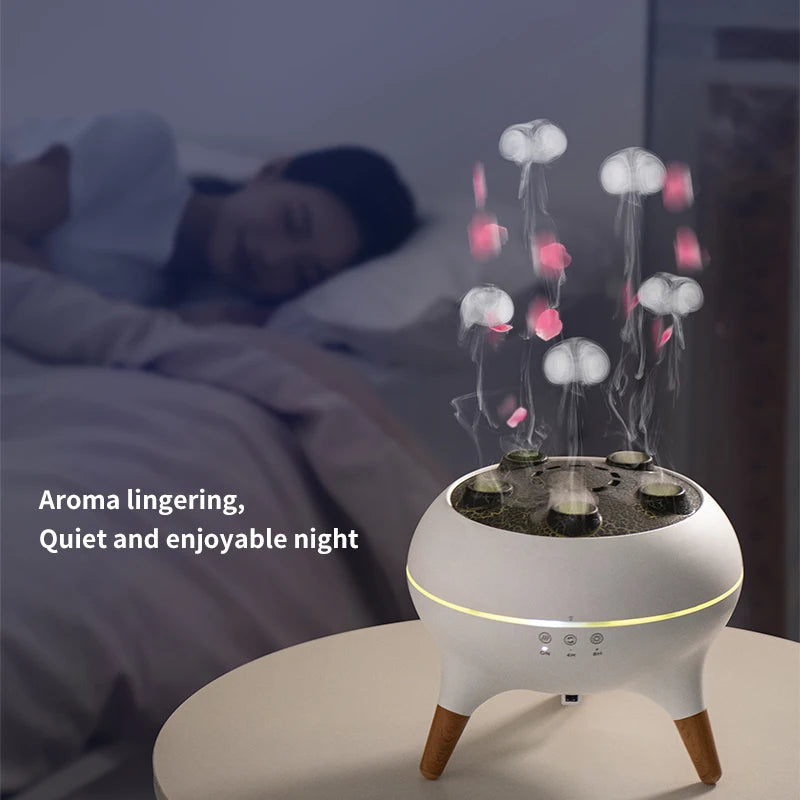 Diffuseur d’huiles essentielles “Méduse dansante” – Aromathérapie, lumière & musique